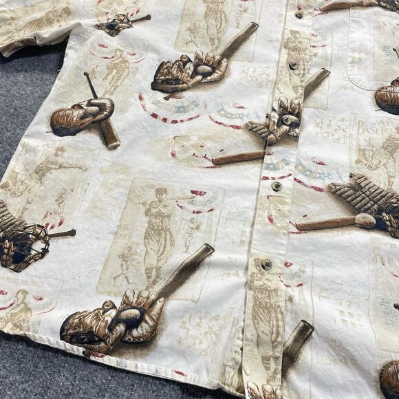 Reel Legends Shirt Mens 2XL  Vintage Baseball Print Button Down All Over XXL - Picture 6 of 15